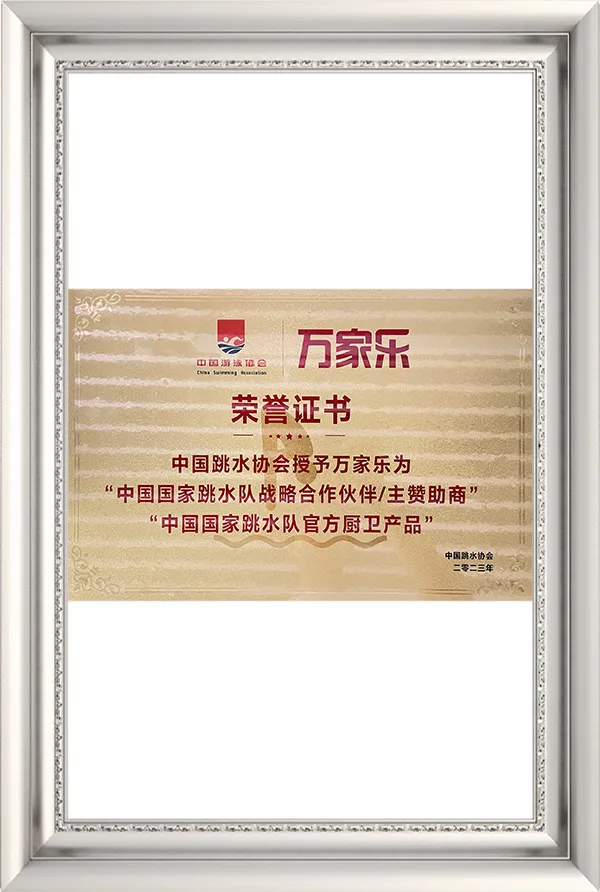 Strategic partner, main sponsor and official kitchen and bathroom product provider of the Chinese National Diving Team